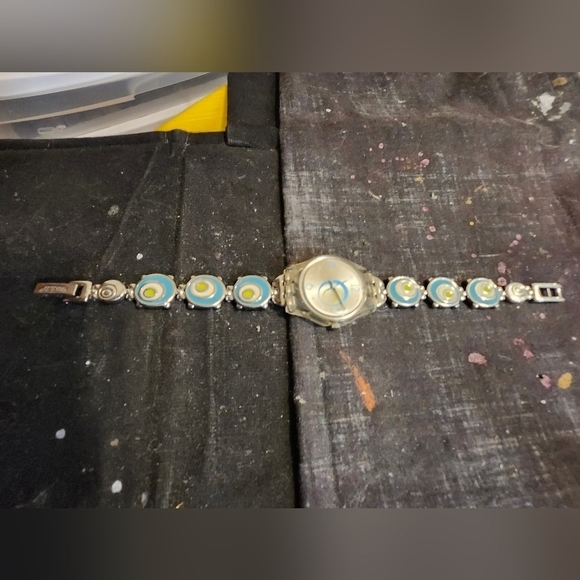 Vintage Swatch light blue and clear back